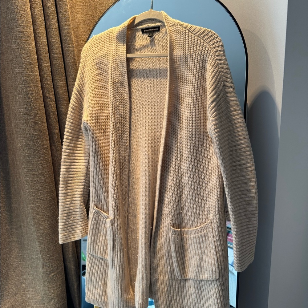 Banana Republic Cream Open-Front Cardigan